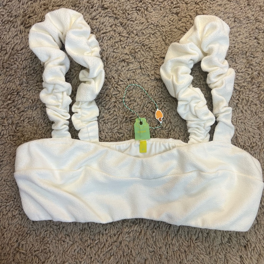 White Ruffle Crop Top - Picture 7 of 7